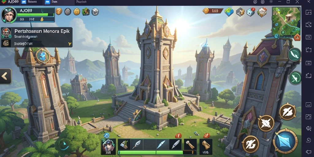 Tampilan gameplay AJO89 yang intens dan strategis dalam Tower Defense.
