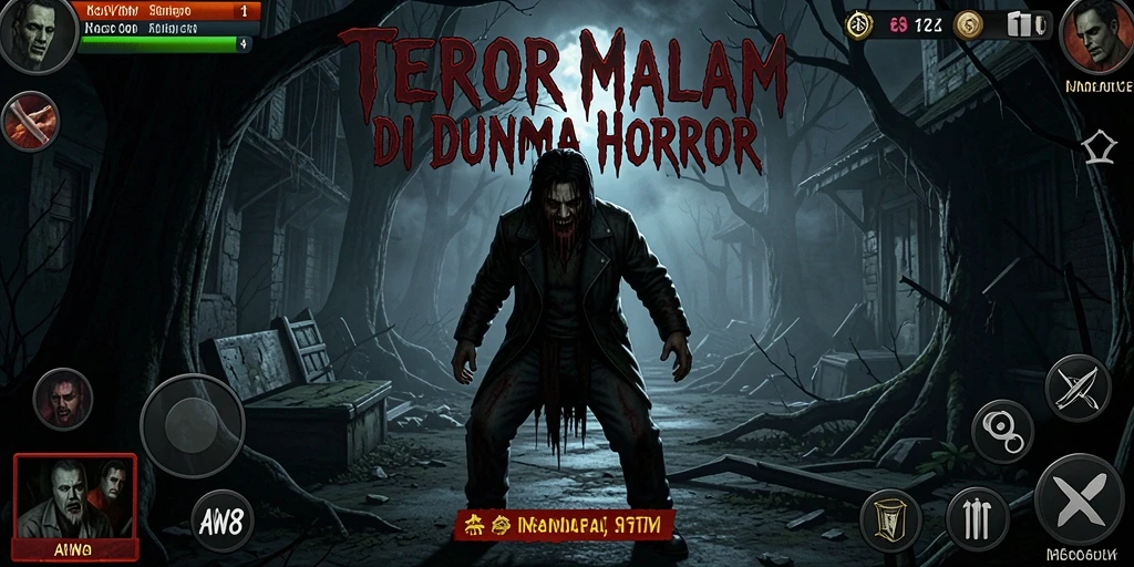 Screenshot gameplay AW8 menunjukkan momen menyeramkan dari pengalaman Horror.