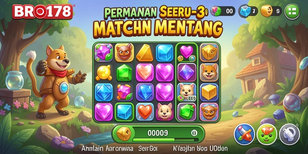 Gameplay seru mencocokkan permata warna-warni di BRO178.