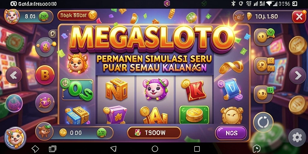 Tampilan gameplay <strong>MEGASLOTO</strong> yang mengasyikkan dan penuh warna.