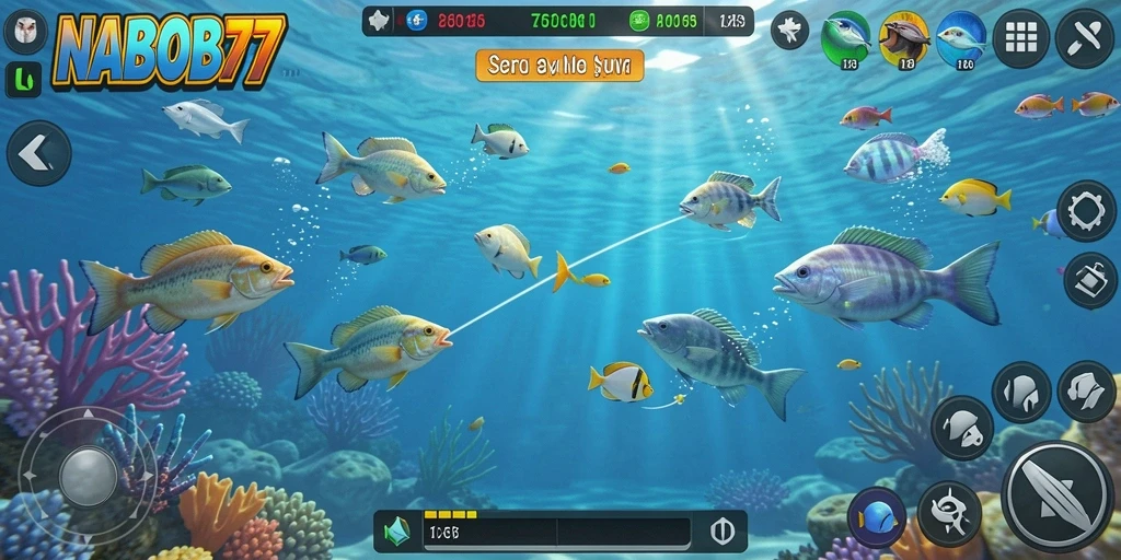 Tampilan gameplay Tembak Ikan yang seru dan penuh warna.