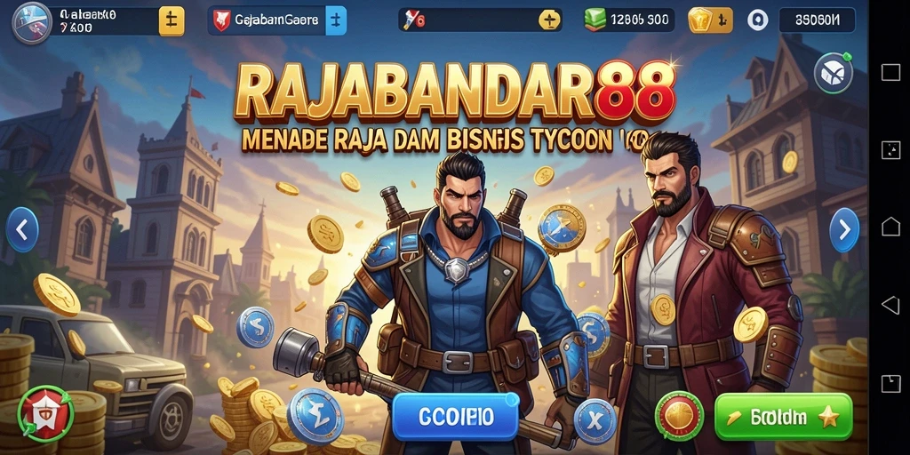 Screenshot gameplay RAJABANDAR88 menunjukkan strategi bisnis yang seru.