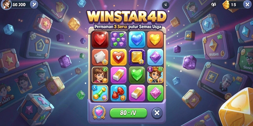 Tampilan gameplay seru dan menantang dari WINSTAR4D Match-3.